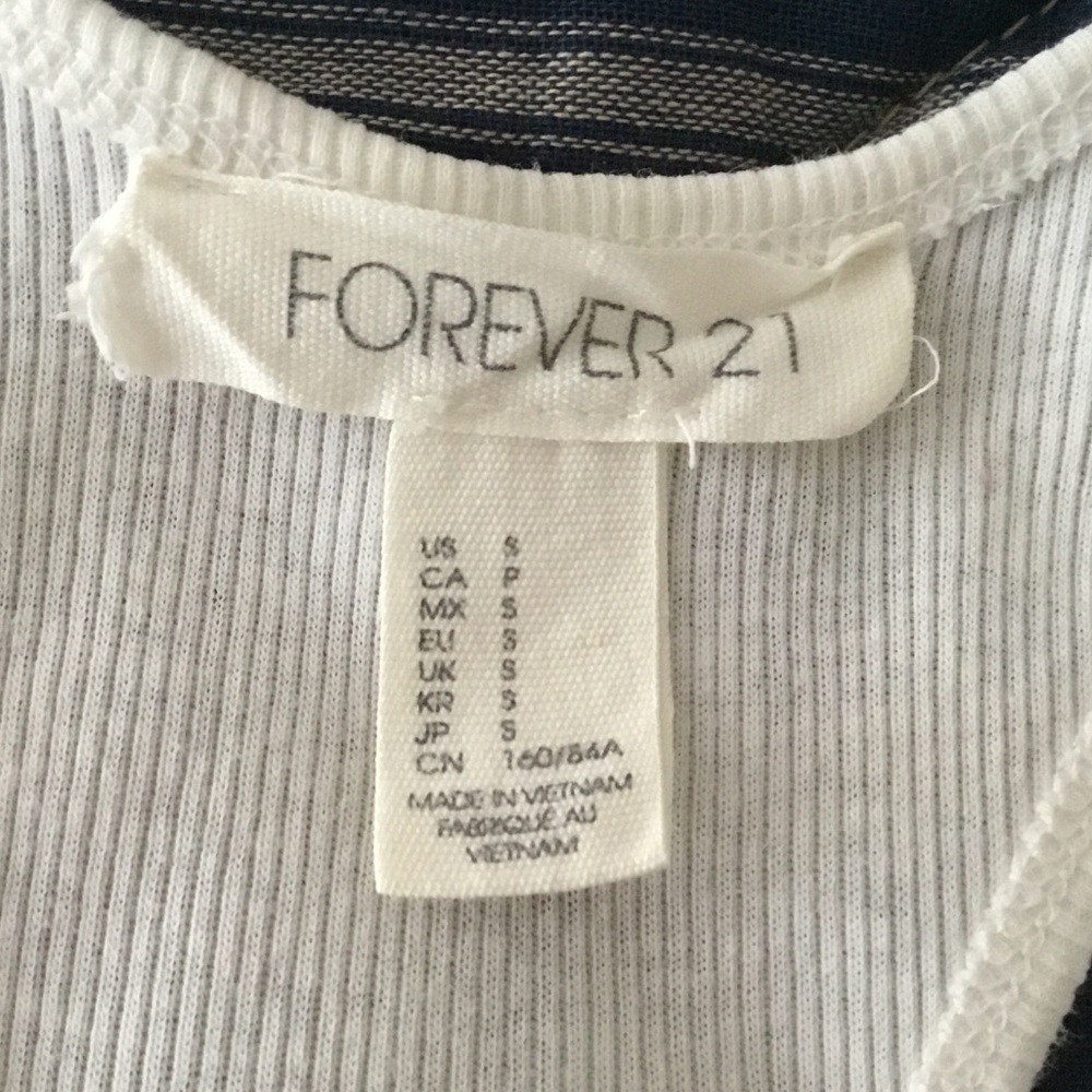 Forever 21 White Ribbed Racerback Cropped Tank Top- size S - Picture 2 of 2